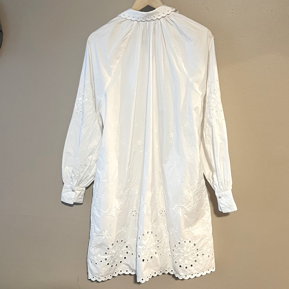 Scotch & Soda Organic Cotton Broderie Anglaise Shirt Dress Embroidered Eyelet - Picture 5 of 16